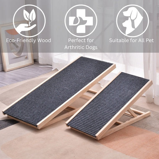 FLOOFI Wooden Adjustable Pet Ramp 100 x 45 cm