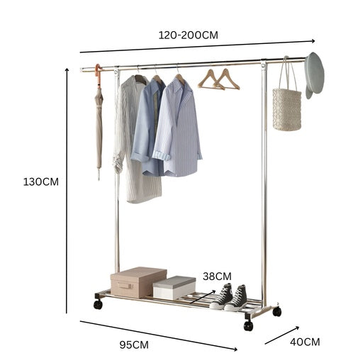 EKKIO Clothes Rack Stainless Steel One Rail