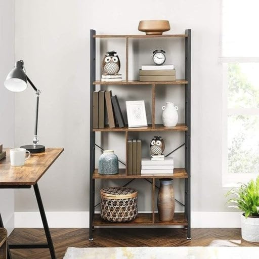 VASAGLE Bookshelf Rustic Brown and Black LBC12BXV1