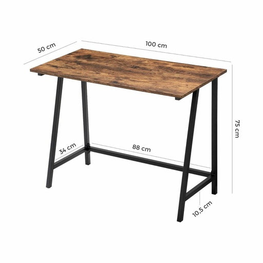 VASAGLE 100cm Computer Desk with Steel Frame Rustic Brown