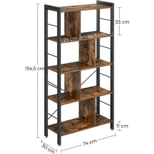 VASAGLE Bookshelf Rustic Brown and Black LBC12BXV1