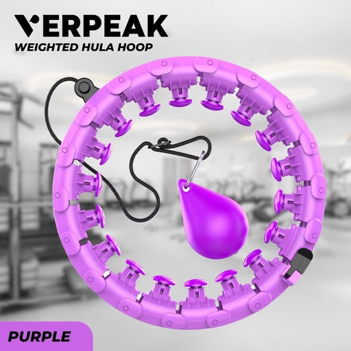 VERPEAK Weighted Hula Hoop with 26 Detachable Knots (Purple)