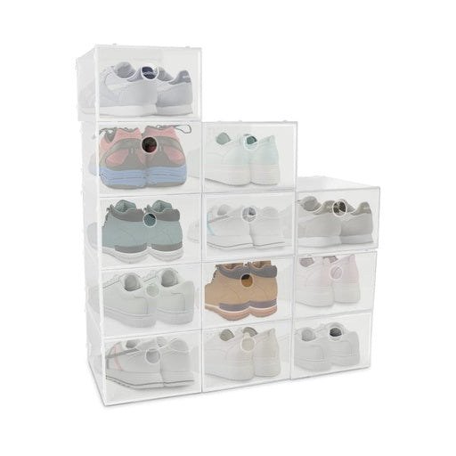 GOMINIMO Plastic Shoe Box  12 PCS Large Size (White)