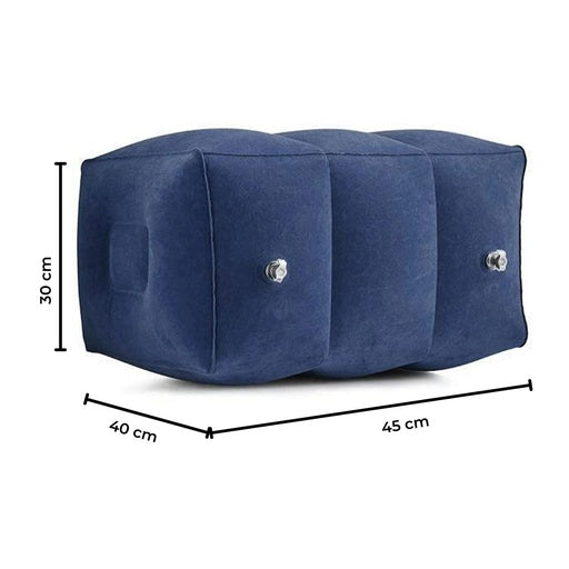 GOMINIMO Inflatable Travel Foot Rest Pillow with Adjustable Three Layers Height (Navy Blue)