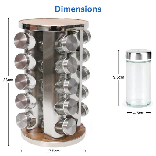 GOMINIMO Rotating Spice Rack Organizer (20 Jars) with Label Sticker and Silicone Funnel