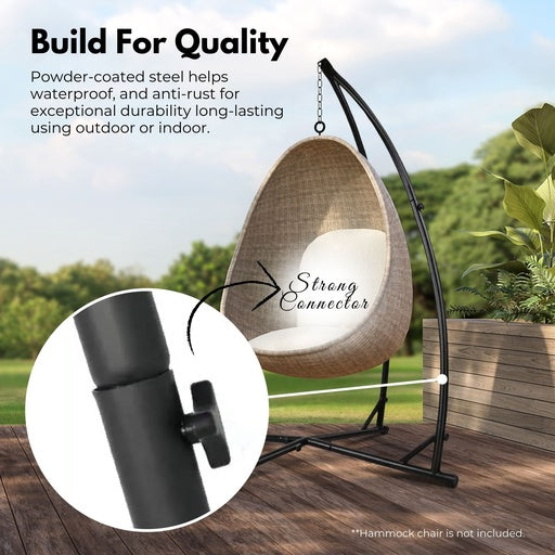 NOVEDEN Hammock Chair Stand for Hanging Air Porch Swing Chair (Black)