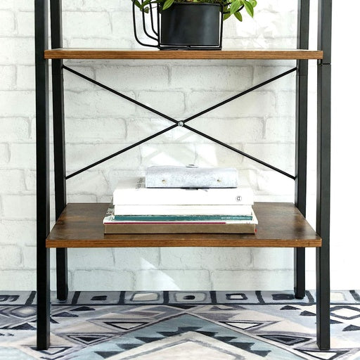 VASAGLE Ladder Shelf 4-Tier Industrial Storage Rack for Living Room Rustic Brown and Black LLS44XV1