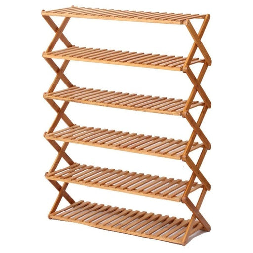 EKKIO 6 Tier Foldable Bamboo Shoe Rack