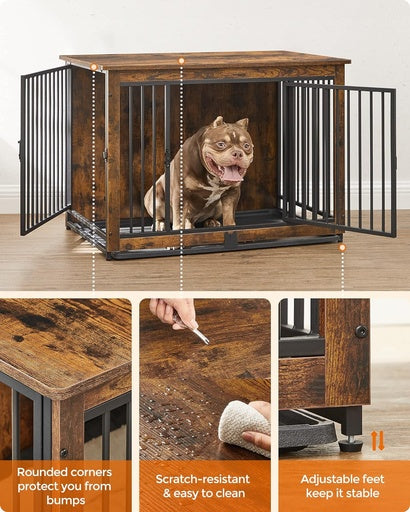 FEANDREA Dog Crate End Table for Medium Dogs up to 32kg Rustic Brown