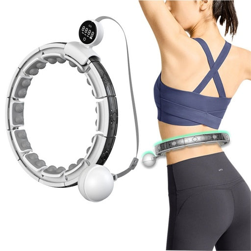 VERPEAK Smart Weighted Hula Hoop with LED Counter Display and 16 Detachable Knots (White and Black)