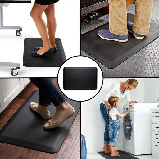 GOMINIMO 1 Pcs Anti Fatigue Floor Mat Easy to Clean, Slip-Resistant, Waterproof, Comfortable Foam, High-Quality PVC Black