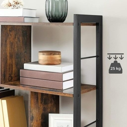 VASAGLE Bookshelf Rustic Brown and Black LBC12BXV1