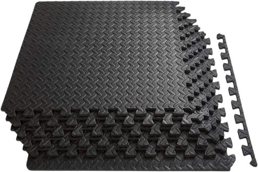 VERPEAK Puzzle Gym Mat EVA Interlocking Foam Tiles with Border (Black) VP-GMT-100-LMJ