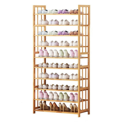 EKKIO 10-Tiers Bamboo Shoe Rack